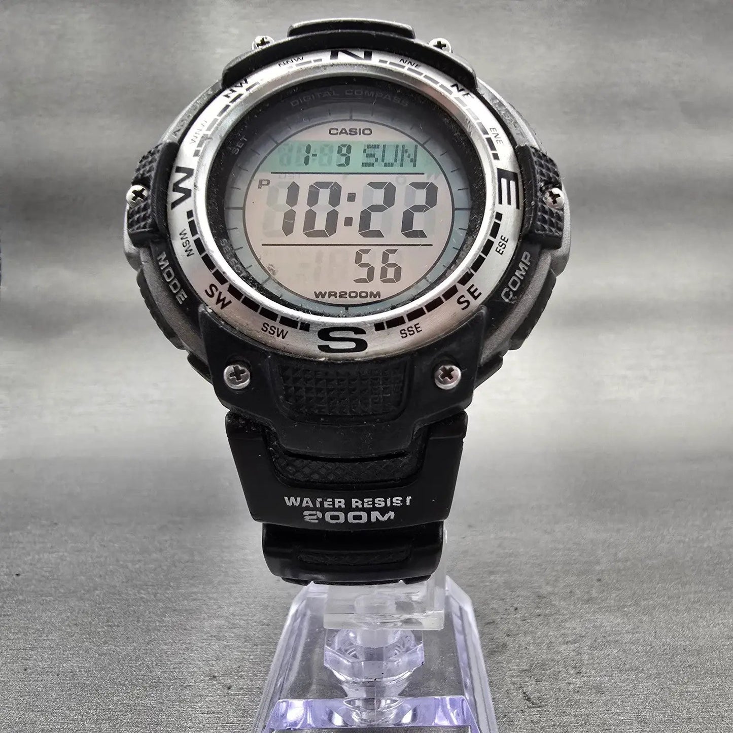 Casio SGW-100 Digital Watch Men 48mm Silver Black Compass Thermometer New Batt5