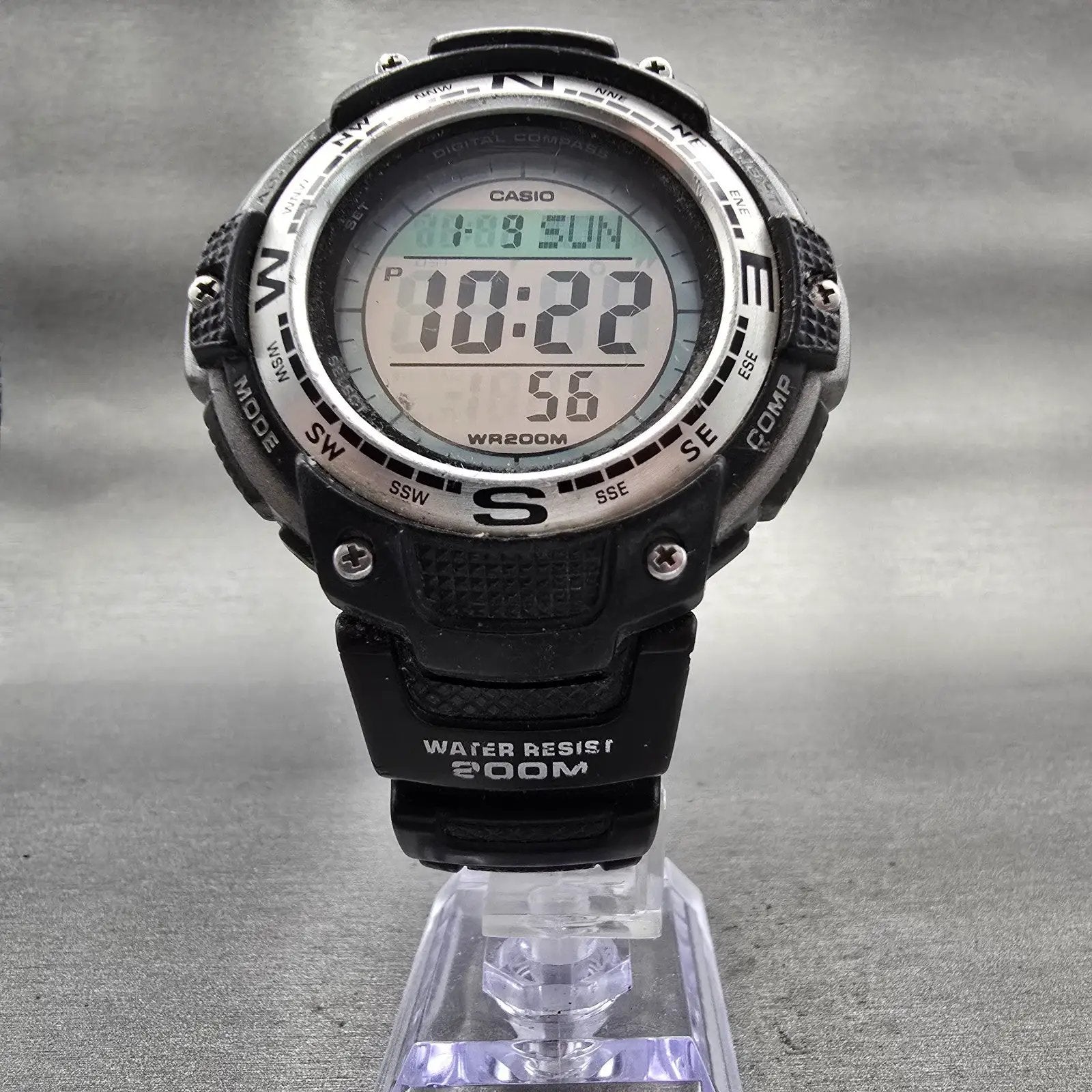 Casio SGW-100 Digital Watch Men 48mm Silver Black Compass Thermometer New Batt5