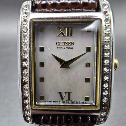 Citizen Eco-Drive Tank Watch Women 19mm MOP Dial Steel Crystal B023-H299883 Runs1