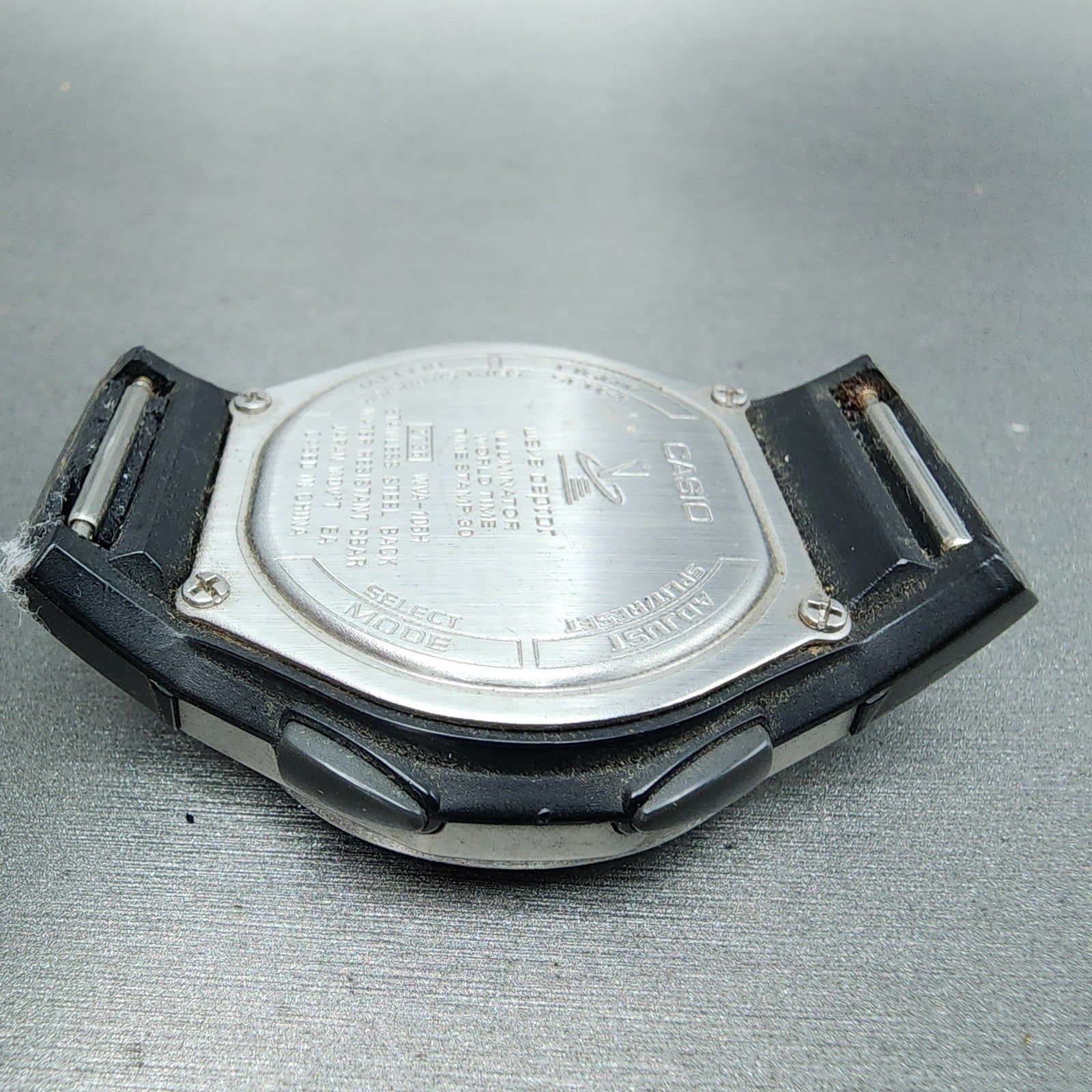Casio Waveceptor WVA105H Watch Men 41mm Black Dial Silver Tone New Battery10
