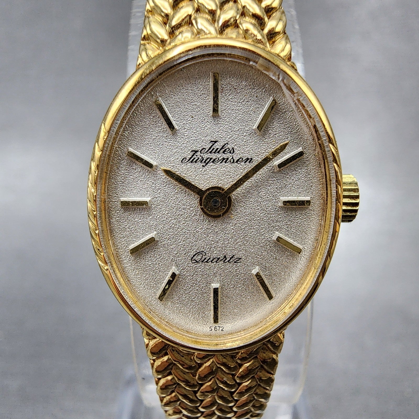Jules Jurgenson Watch Women 17mm Champagne Dial Gold Tone Mesh Band New Battery1