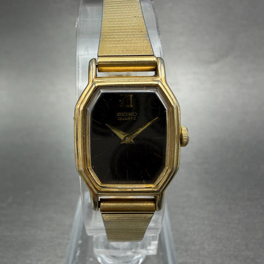 Seiko Watch Women 16mm Brown Dial Gold Tone Octagon 2c20-5769 New Battery0