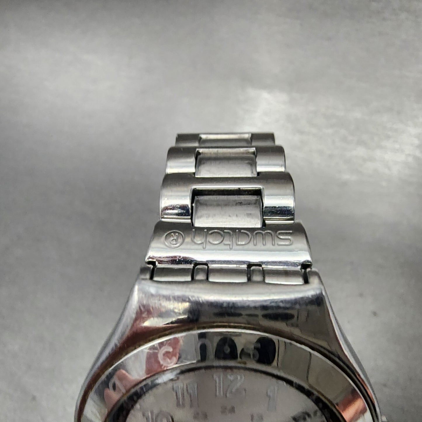 Swatch Irony Happy Joe Watch Men 37mm Gray Dial Steel Date Round New Battery4