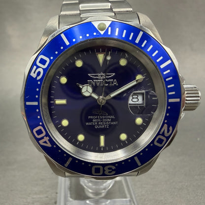 Invicta Pro Diver Watch Men 40mm Blue Dial Silver Tone Date 9308 New Battery0
