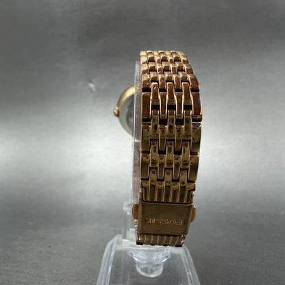 Fossil Olive Watch Women 28mm Silver Dial Rose Gold Crystal Bezel ES3347 NewBatt7
