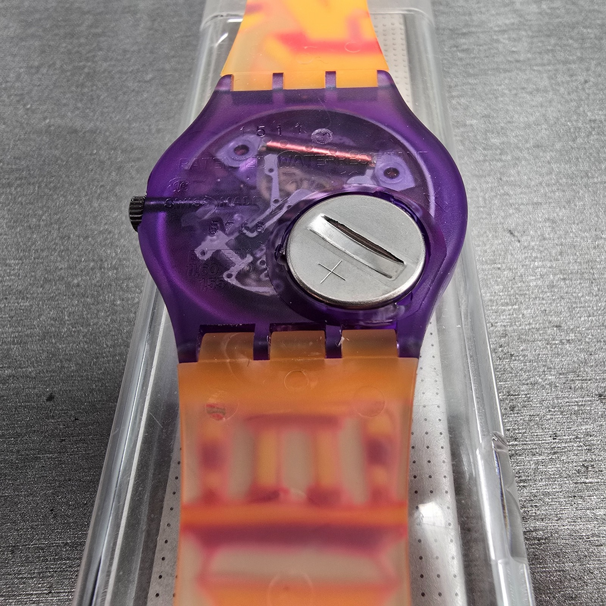 Swatch Rara Avis Watch Men 34mm Gold Dial Purple Case GV103 New Battery NOS13