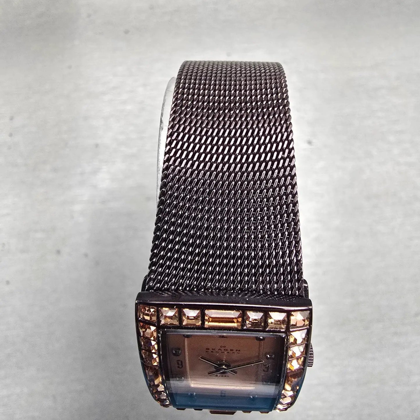 Skagen Denmark Watch Women 20mm Brown Dial Brown Tone Crystals 527XSMMT New Batt4