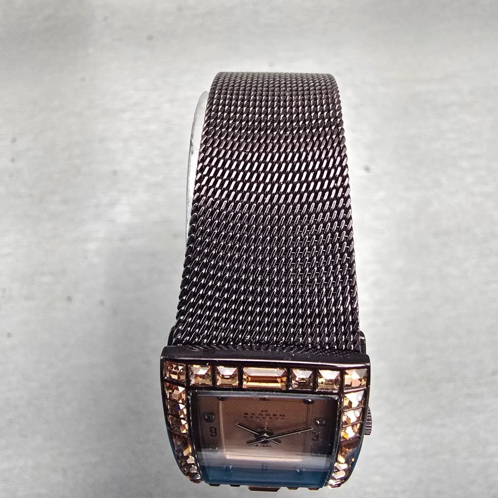 Skagen Denmark Watch Women 20mm Brown Dial Brown Tone Crystals 527XSMMT New Batt4