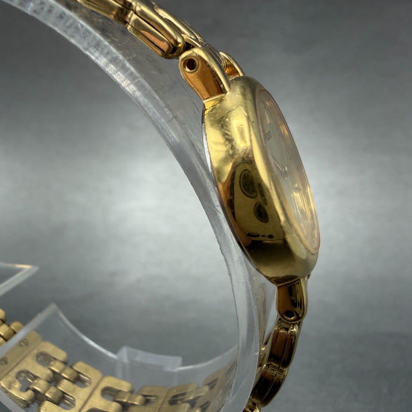 Seiko Watch Women 21mm Champagne Dial Gold Tone Round 1N00-1E09 New Battery LWF3