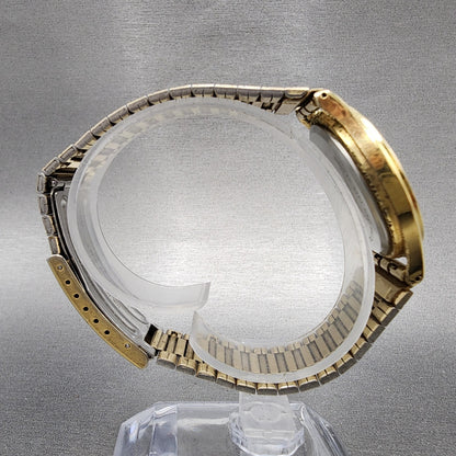 Seiko Alba Watch Men 32mm White Dial Gold Tone Round V515-6470 New Battery