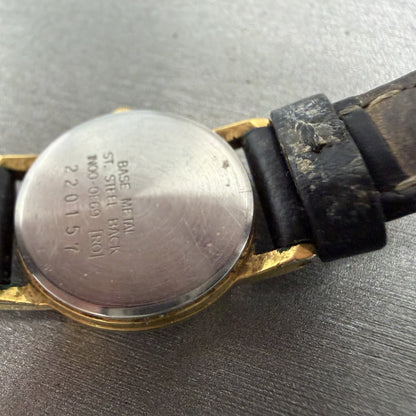 Seiko Watch Women 20mm Black Dial Gold Tone Round Vintage 1N000F69 New Battery9