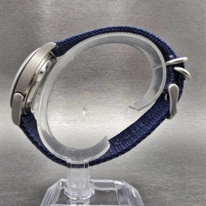 Seiko 5 Automatic Watch Men 37mm Blue Dial Steel Daydate SNK807 Round 7S26-02J06
