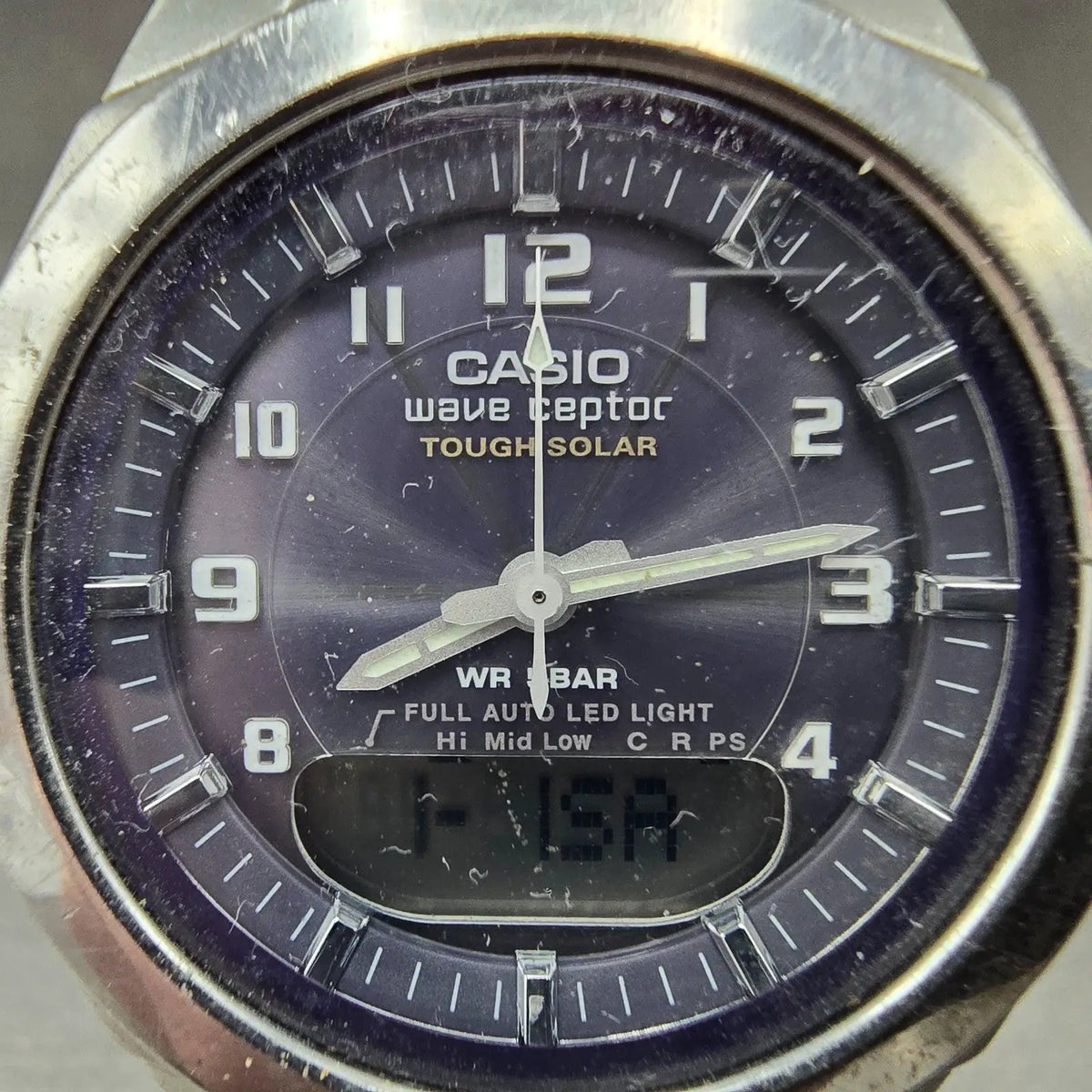 Casio WVA-400J Watch Men 42mm Blue Dial Silver Alarm Chrono Waveceptor PARTS2