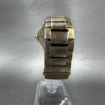 Seiko Watch Men 38mm Silver Dial Gold Tone Date Round 7N420BL0 New Battery7