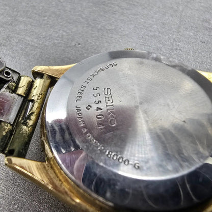 Seiko QZ Watch Men 36mm Silver Dial Gold Date Round 0922-8000 PARTS VTG10