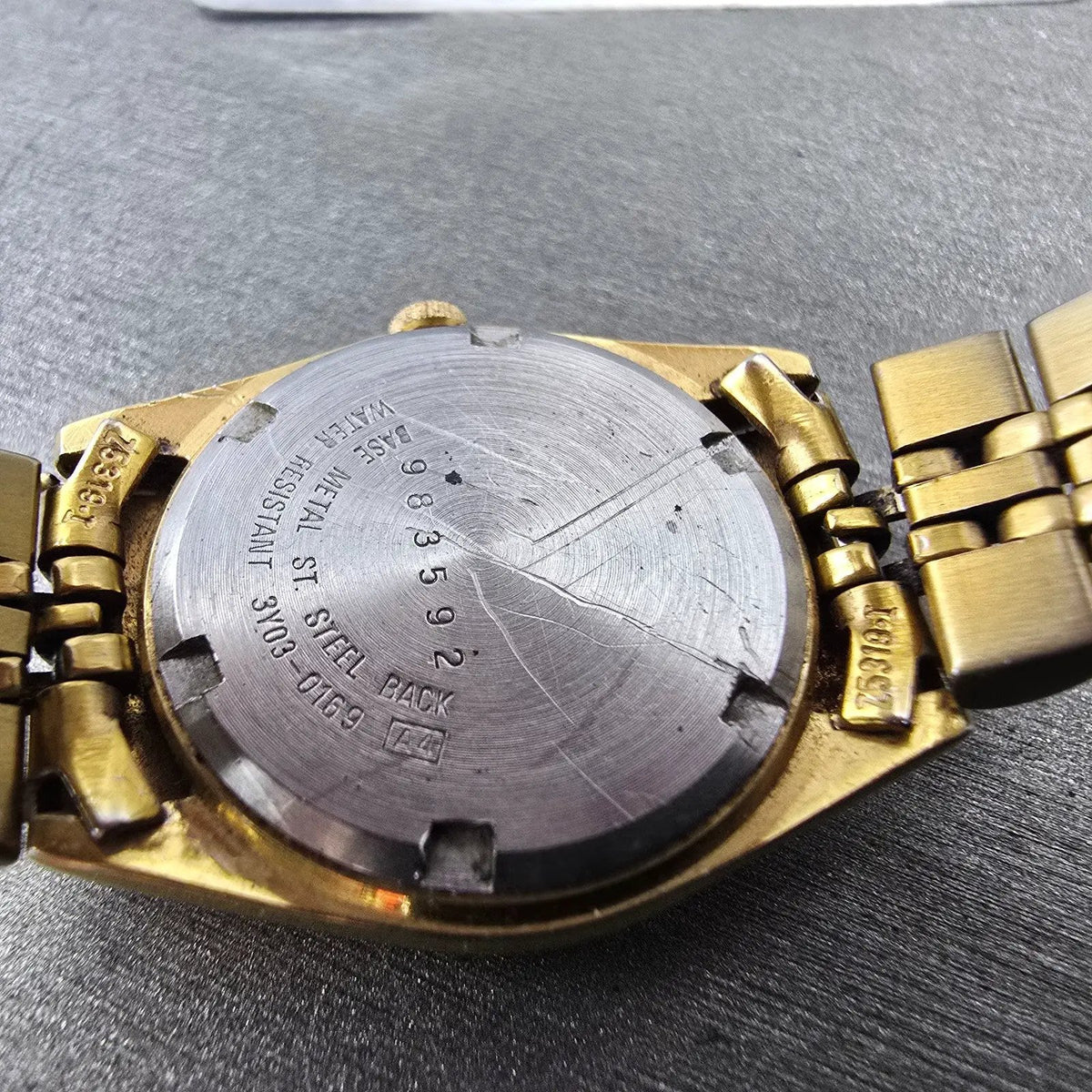 Seiko President Watch Women 24mm Black Dial Gold Daydate Round New Battery VTG9