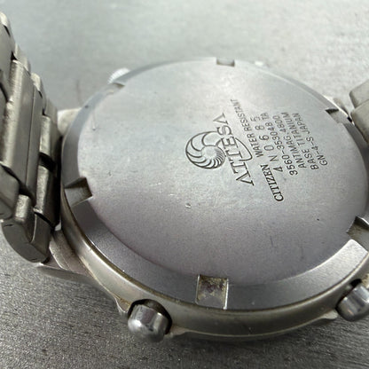 Citizen Attesa Chronograph Watch Men 38mm Silver Dial Titanium Date New Battery9