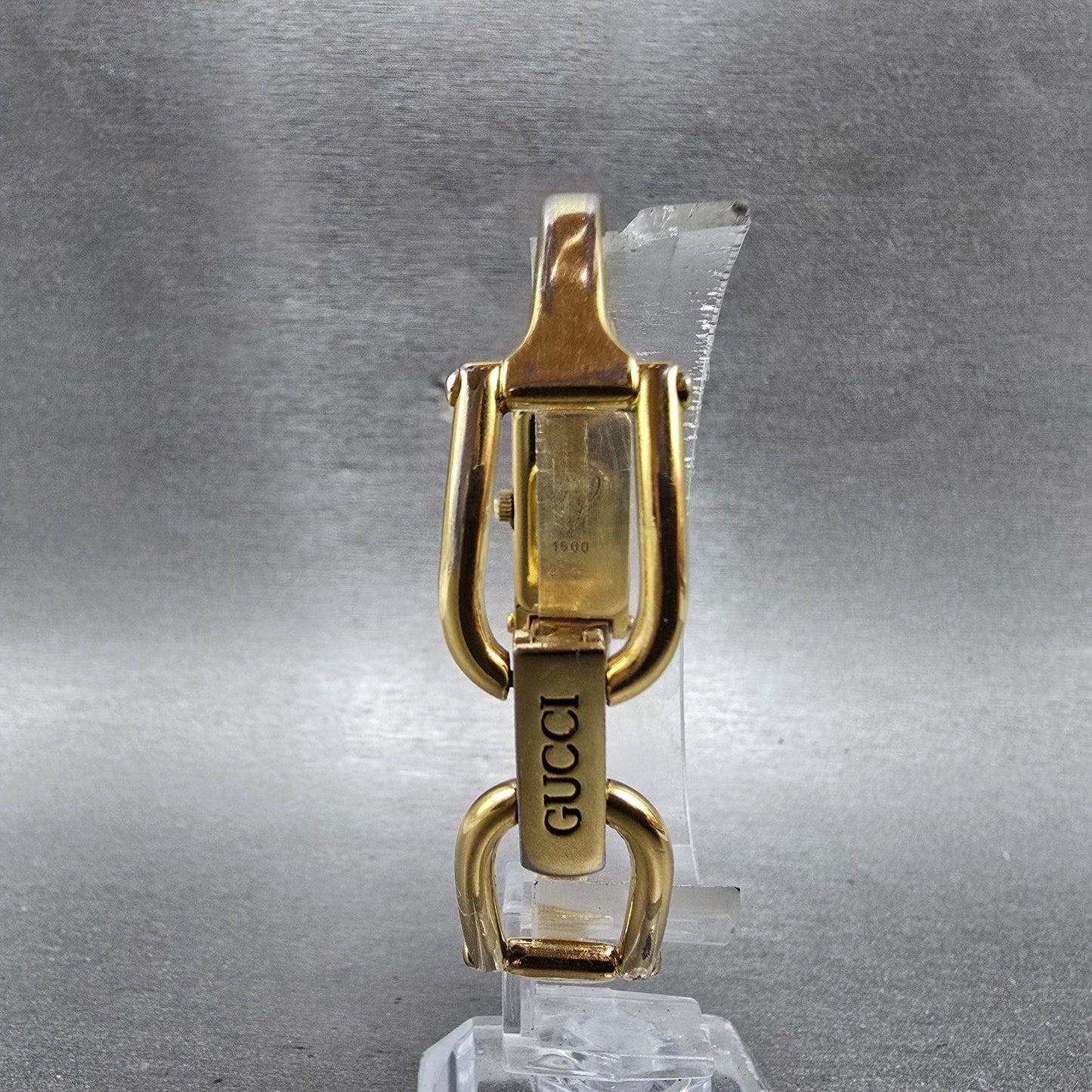 Gucci 1500L Tank Watch Women 13mm Champagne Dial Gold Tone Rectangle New Bat Box9