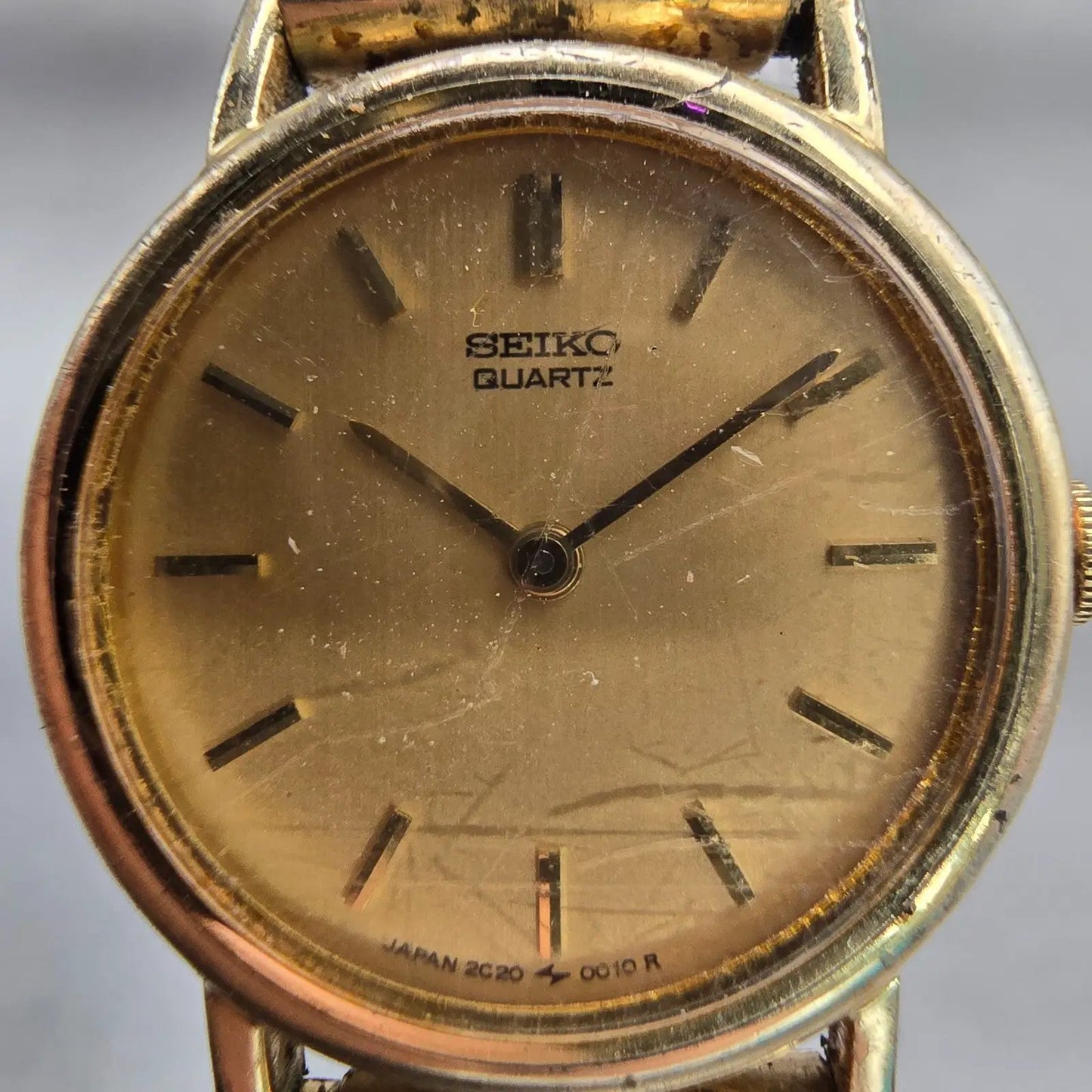 Seiko Watch Women 20mm Gold Dial Gold Tone Round 2C20-0010 New Battery Vintage1