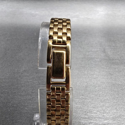 Seiko Watch Women 17mm Ivory Dial Gold Tone Rectangle V400-5608 New Battery JP437