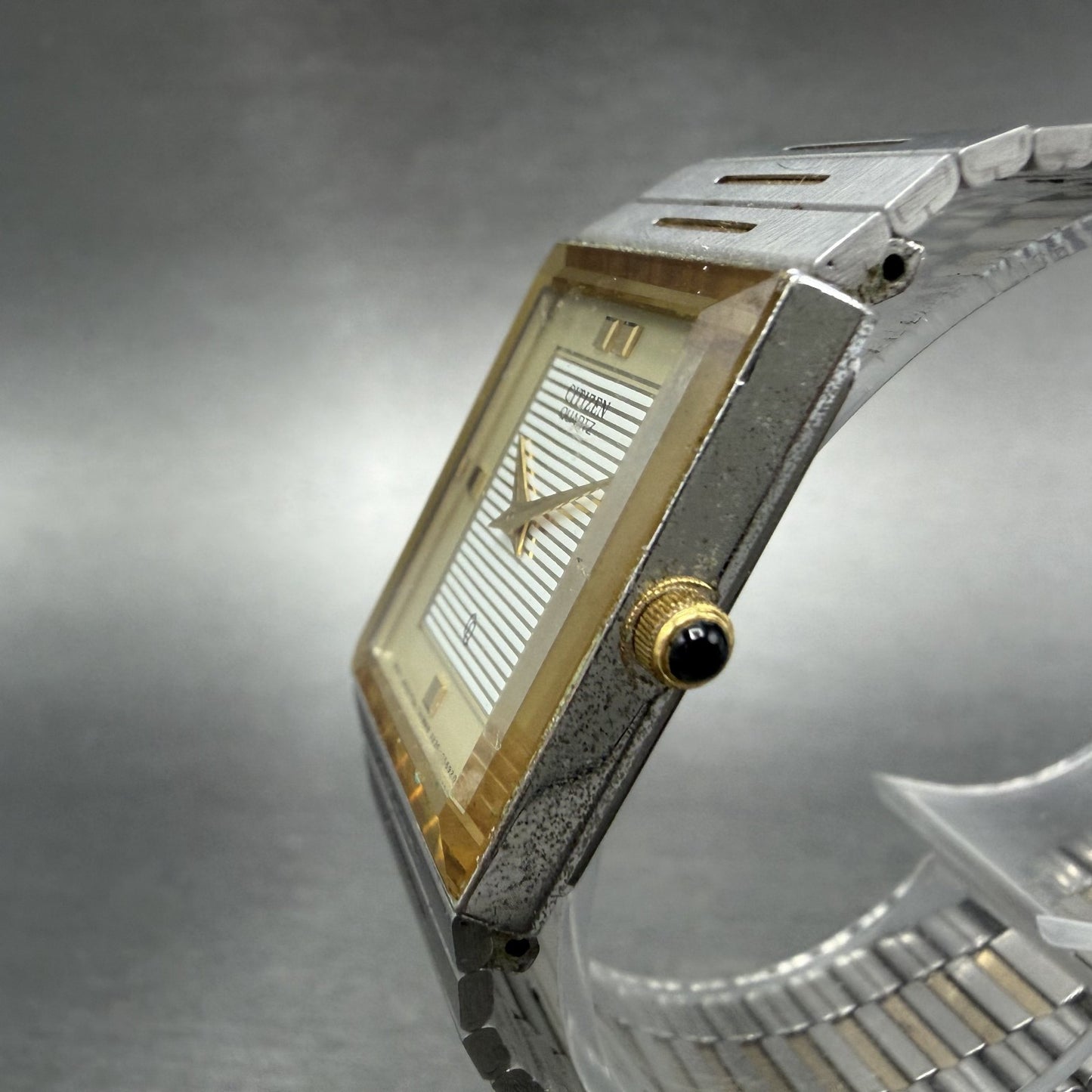 Citizen CQ Tank Watch Men 23mm Champagne Dial Two Tone Rectangle New battery2