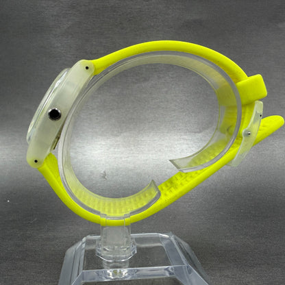 Swatch TRACOLLA Watch Men 34mm Yellow Dial Clear Case Round GK340 New Battery6