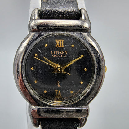 VTG Citizen CQ Watch Women 19mm Black Dial Black Tone 5930-K01060 New Battery