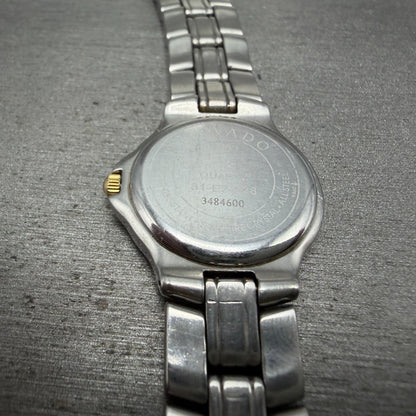 Movado Museum Watch Women 24mm Black Dial Two Tone Round READ!!!! 81-E3-828 Runs14