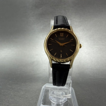 Citizen CQ Watch Women 21mm Black Dial Gold Tone Round 2931-292154 New battery5