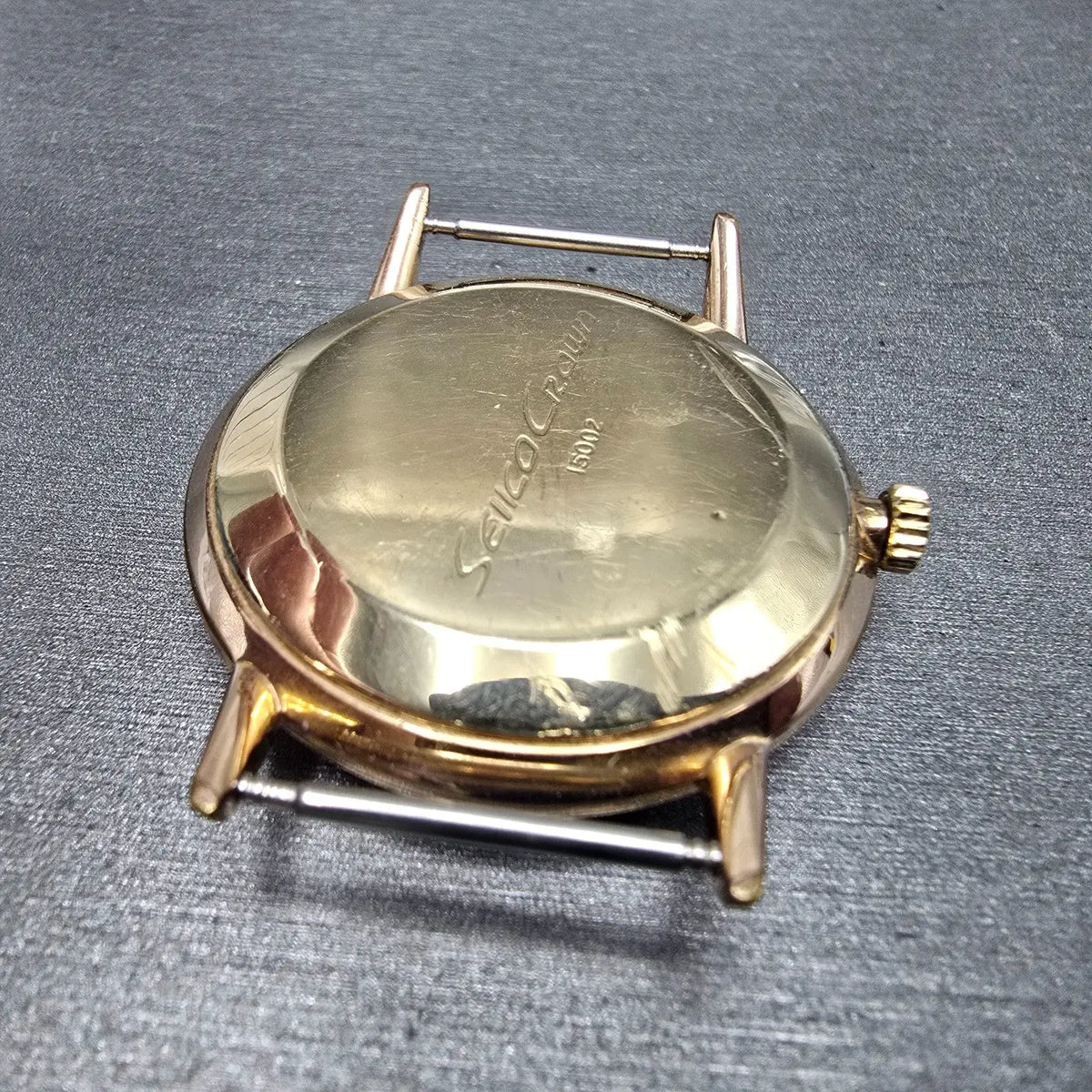 Seiko Crown Watch Men 35mm White Dial Gold Round Manual Wind 15002 JDM PARTS10