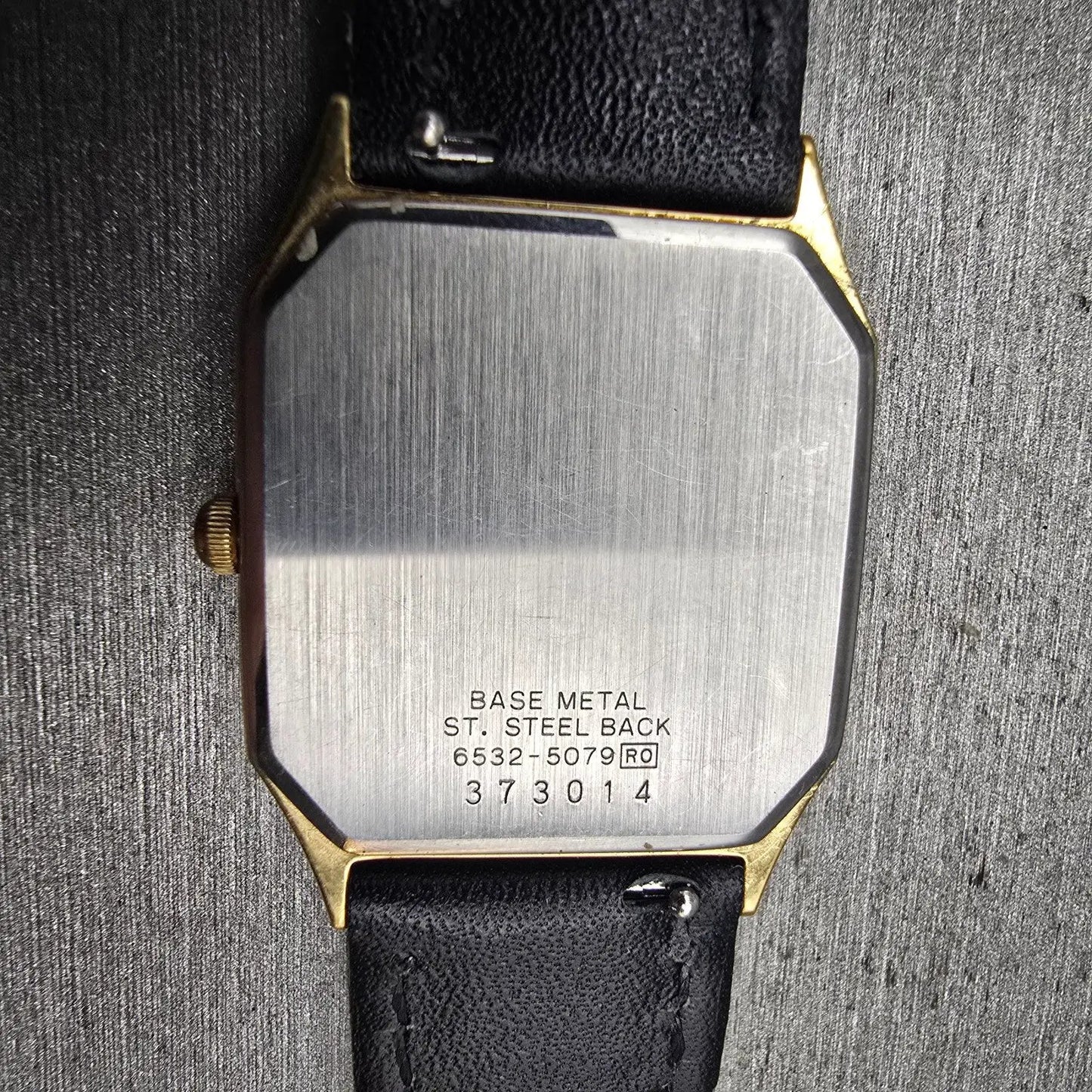 Seiko Tank Watch Men 28mm Gold Dial Gold Tone Date Rectangle 6532-5079 New Batt10