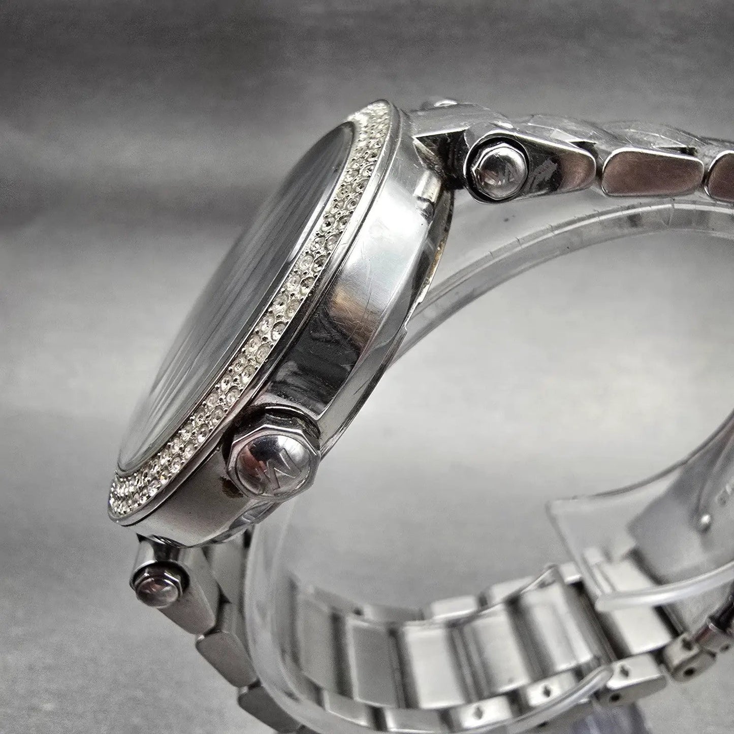 Michael Kors Parker Watch Women 39mm MOP Dial Silver Tone Gemmed MK6424 New Batt2