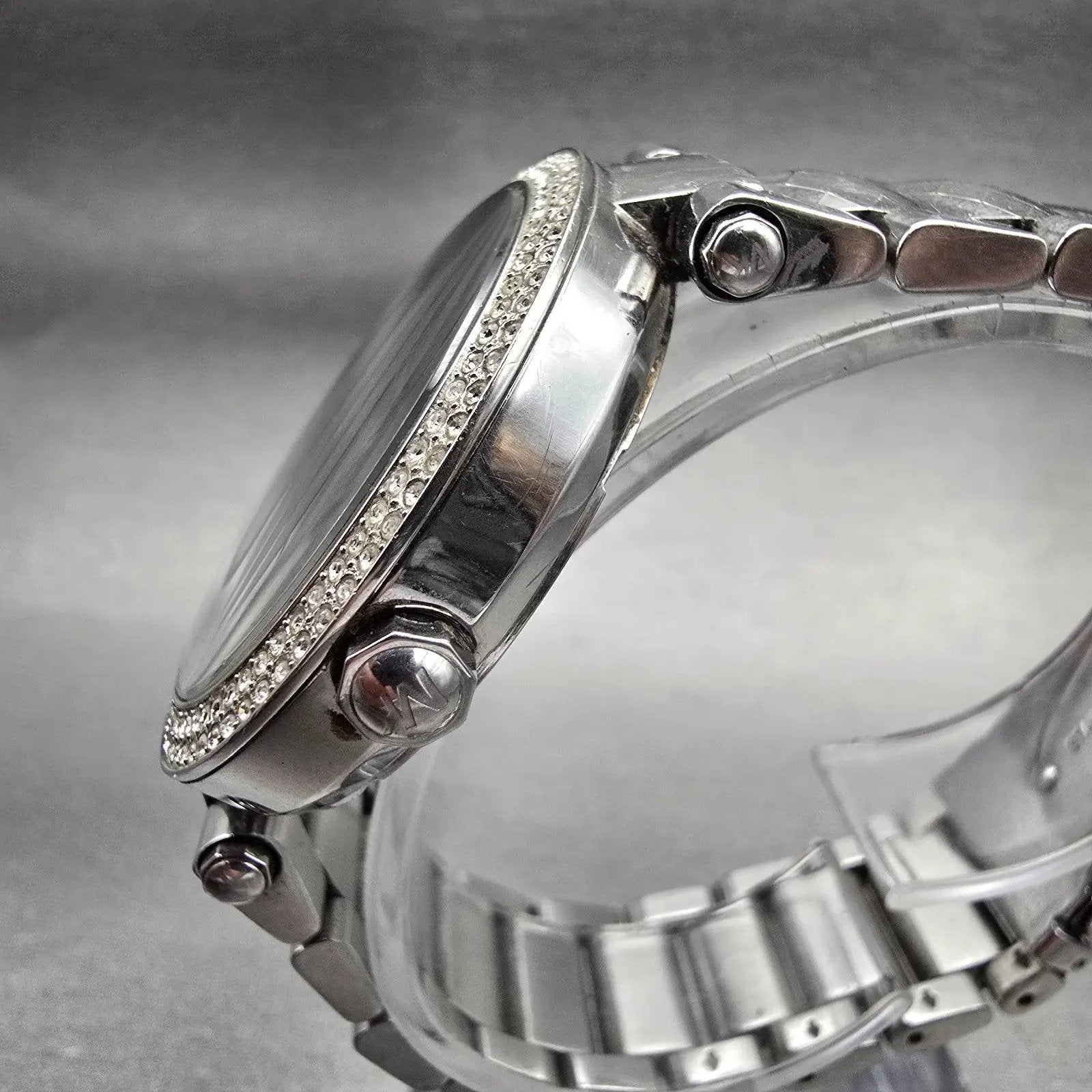 Michael Kors Parker Watch Women 39mm MOP Dial Silver Tone Gemmed MK6424 New Batt2