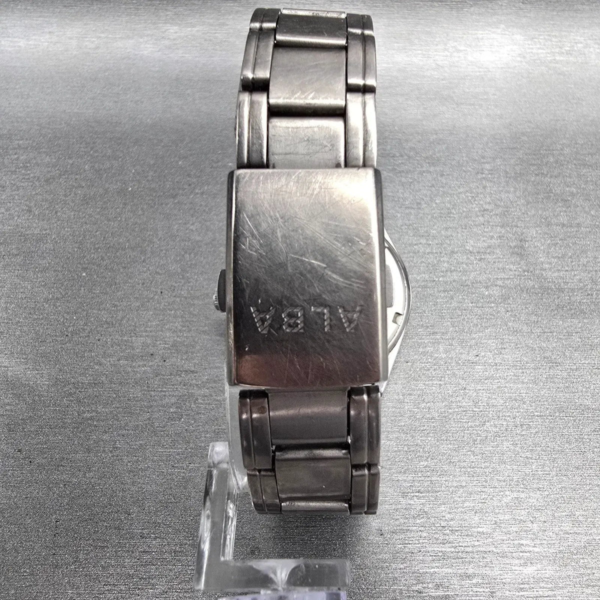 Seiko Alba Watch Men 36mm Black Dial Titanium Daydate Round VX43-0AG0 New Batt7