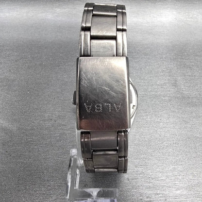 Seiko Alba Watch Men 36mm Black Dial Titanium Daydate Round VX43-0AG0 New Batt7
