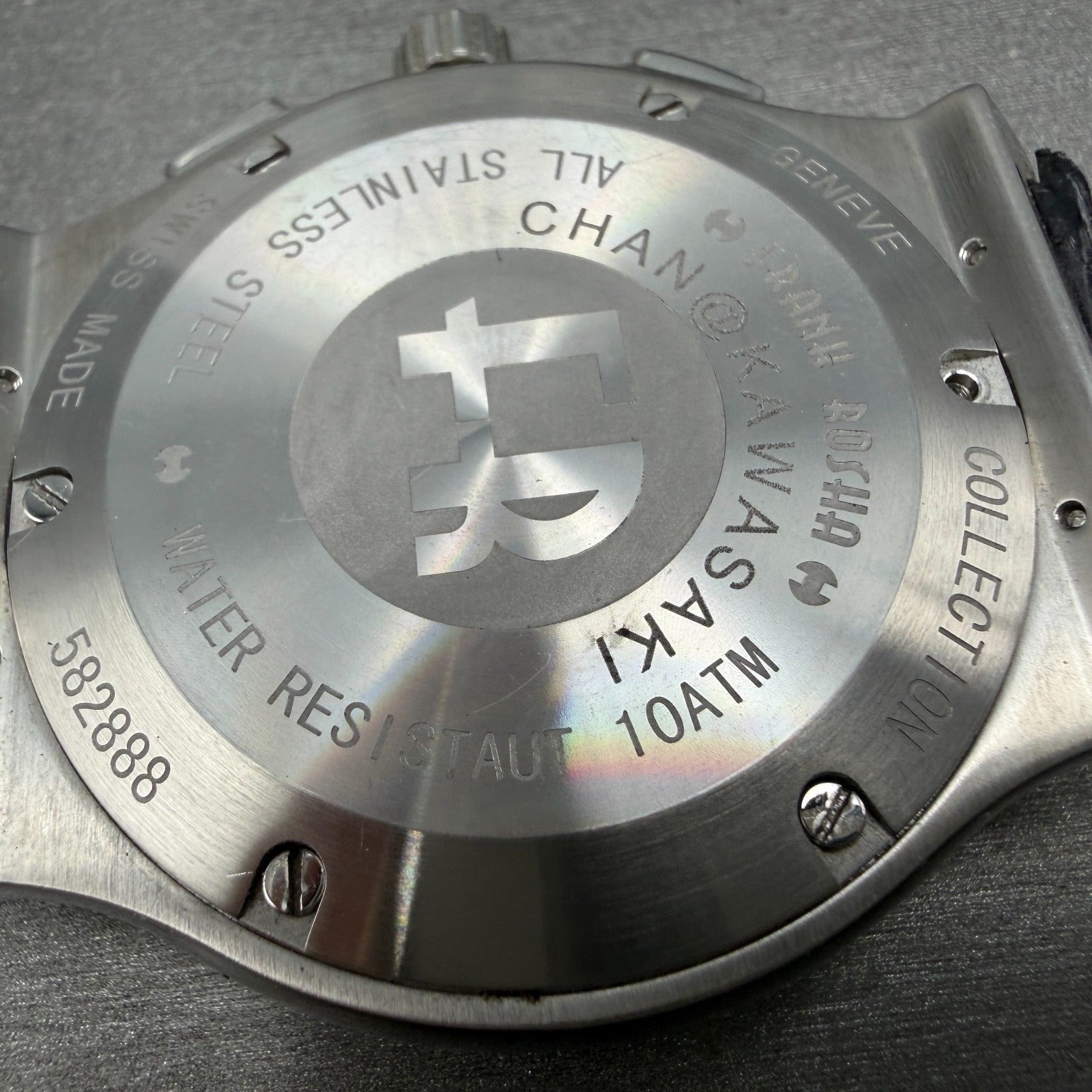 Frank Rosha Chronograph Watch Men 45mm Black Dial Steel Date Gem Bezel New batt11