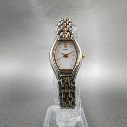 Seiko Watch Women 17mm White Dial Two Tone Round 1N015C29 New Battery4