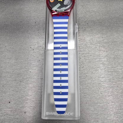 Swatch Fritto Misto Watch Men 34mm Black Dial Red Case GR114 New Battery NOS5