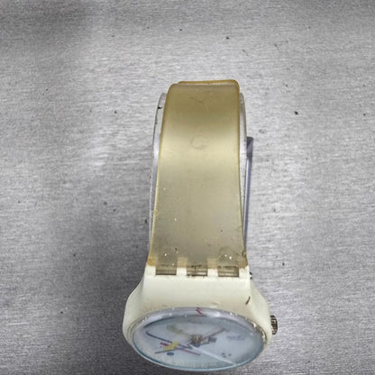 Swatch VASILY Watch Women 25mm White Dial White Tone Round LW111 New Battery VTG4
