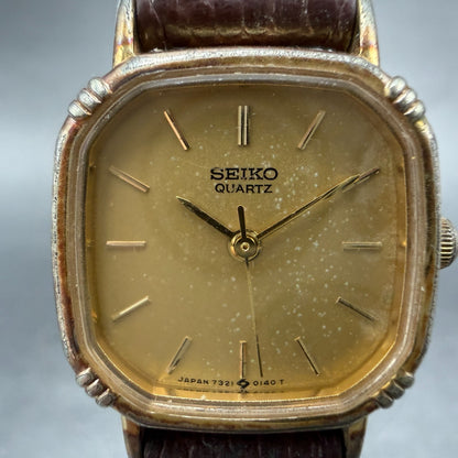 Seiko Watch Women 20mm Champagne Dial Gold Tone Square 7321-5070 New Battery1
