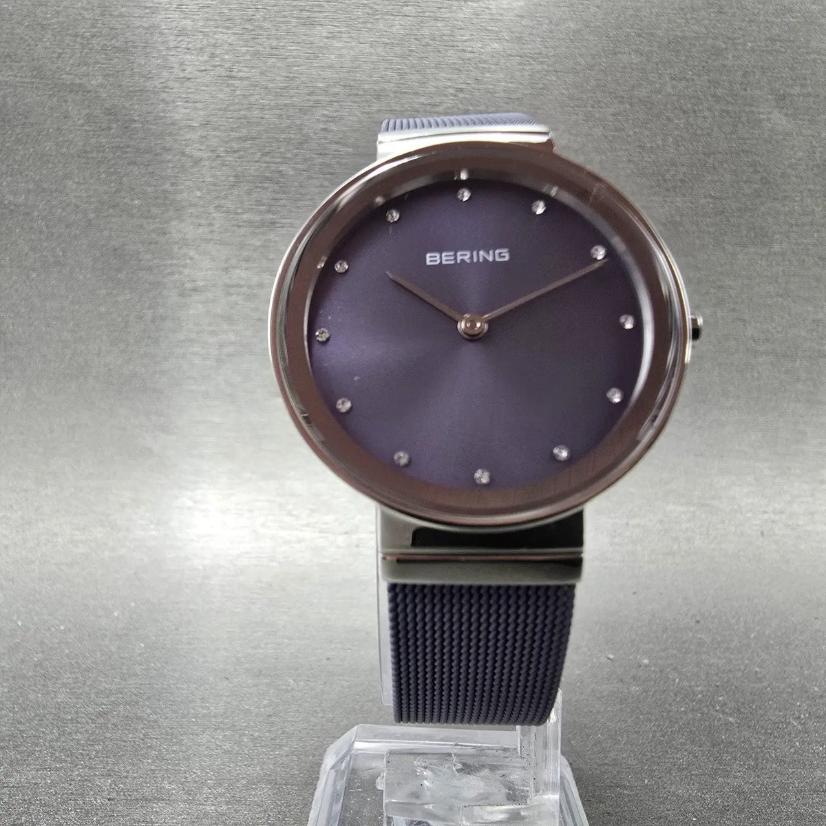 Bering Classic Watch Women 31mm Purple Dial Silver Purple Mesh Band Round Works26