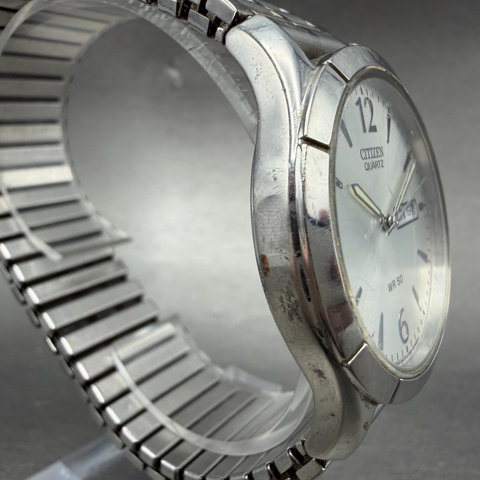 Citizen Watch Men 37mm Silver Dial Silver Tone Daydate Round 2500-S047412 NewBat3