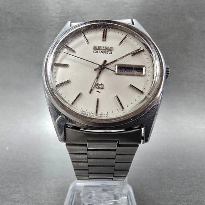 Seiko SQ Watch Men 35mm White Dial Silver Tone Daydate 7123-8290 PARTS6