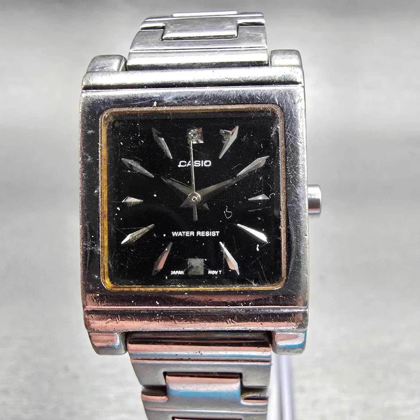 Casio Watch Women 20mm Black Dial Silver Tone Rectangle LTP-1237 New Battery0