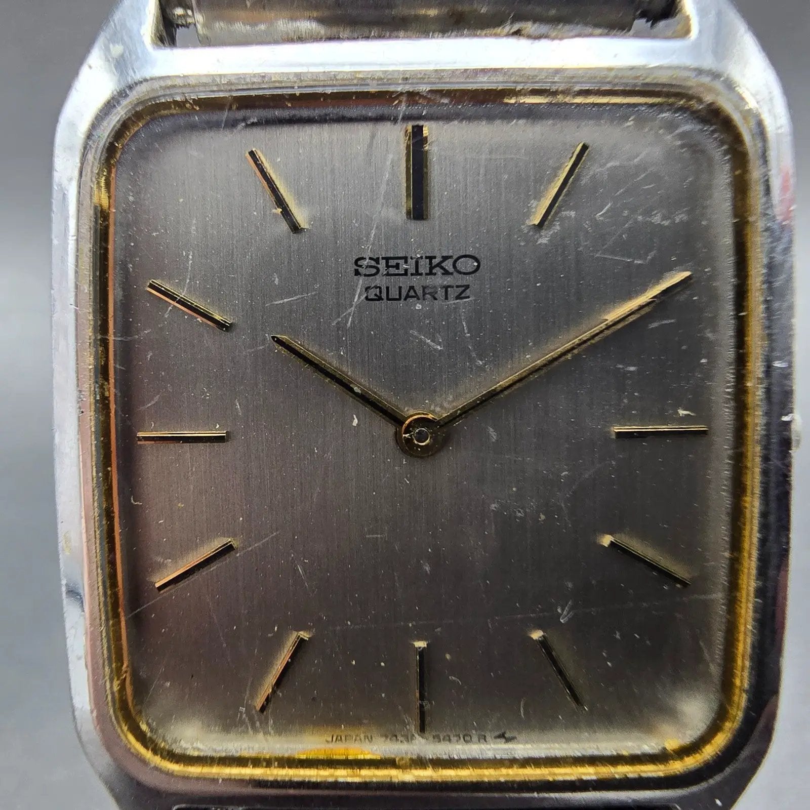 Seiko Tank Watch Men 26mm Silver Dial Silver Tone Rectangle 7430-5300 PARTS VTG2