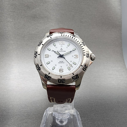Calypso Dive Watch Men 38mm White Dial Stainless Steel Round W/Box New Battery