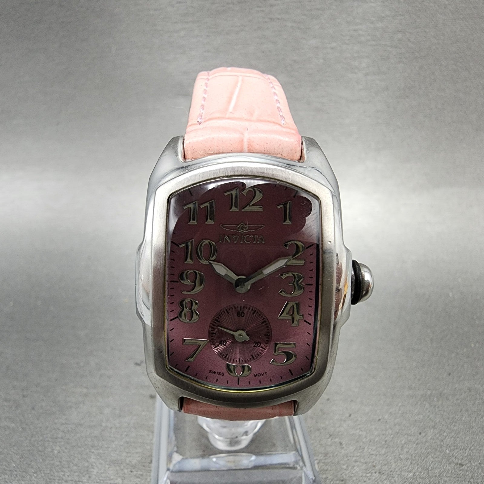 Inivcta Baby Lupah Watch Women 29mm Pink Dial Steel Rectangle 2152 New Battery0