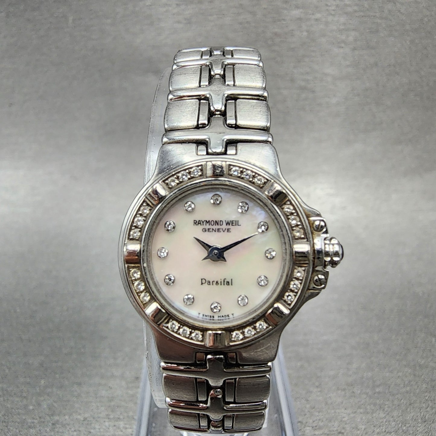Raymond Weil Parsifal Watch Women 22mm MOP Dial Steel Diamond Bezel Date New Bat0