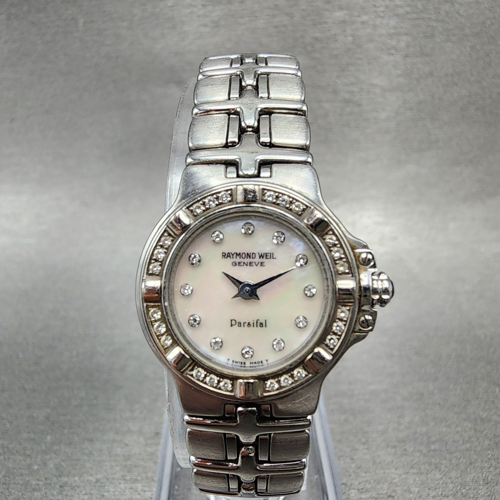 Raymond Weil Parsifal Watch Women 22mm MOP Dial Steel Diamond Bezel Date New Bat0