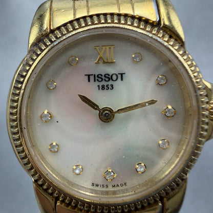 Tissot Watch Women 24mm MOP Dial Gold Tone Round C218/318C Round New Battery1